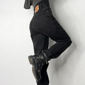 28 Waist VINT Levi’s Black 550 Jeans High Rise Relaxed Fit Tapered Leg USA Made